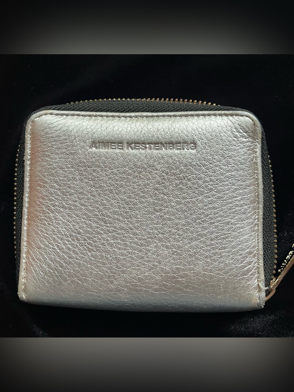 Aimee Kestenberg Brixton Metallic Silver Leather Zip Around Wallet